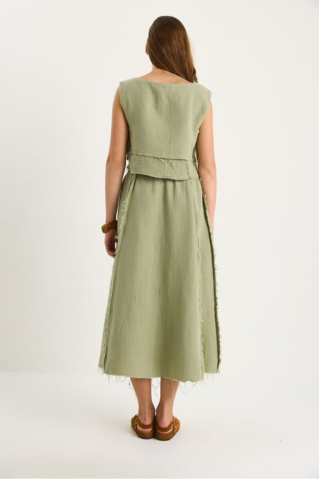 Textuur Blouse & Rok Muslin Stof Twee-Delige Set - Image 6