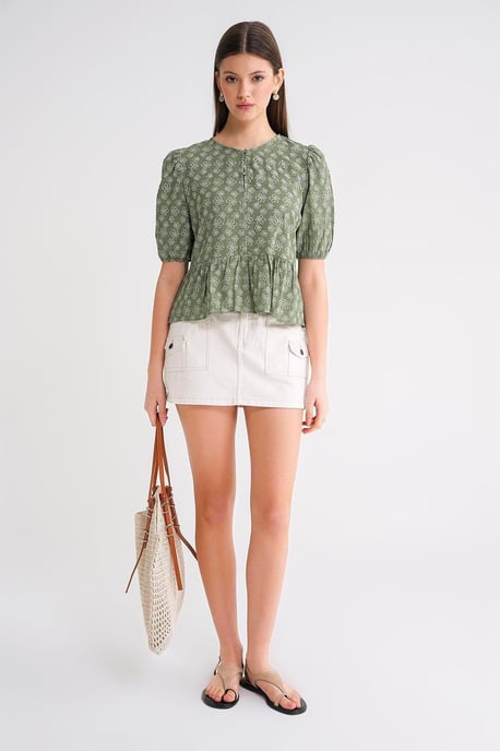 Rimpelige Crew Neck Blouse - Image 2