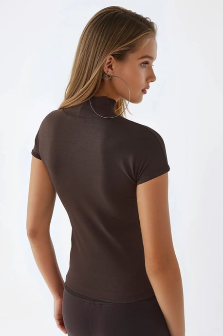 Fitted Halve Turtle-Neck Katoenen Blouse - Image 3