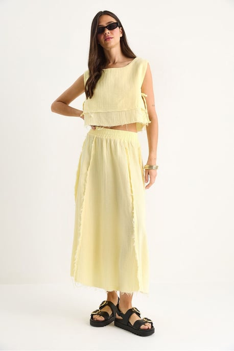 Textuur Blouse & Rok Muslin Stof Twee-Delige Set - Image 2