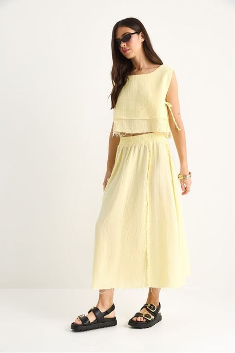 Textuur Blouse & Rok Muslin Stof Twee-Delige Set - Image 3