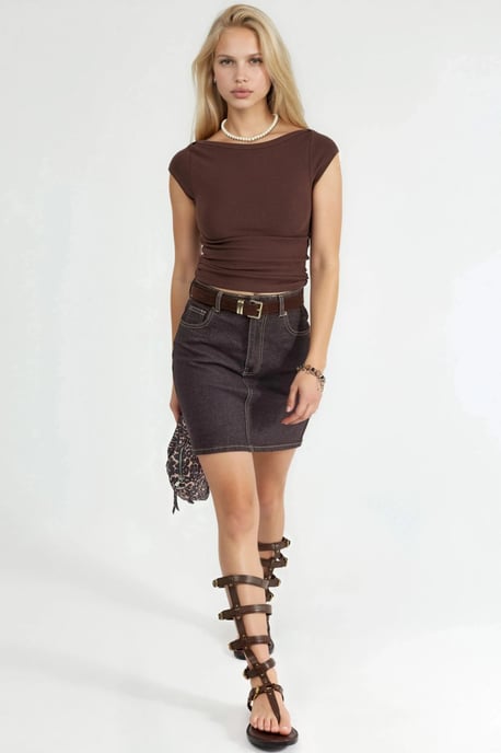 Slim Fit Boothals Blouse - Image 4