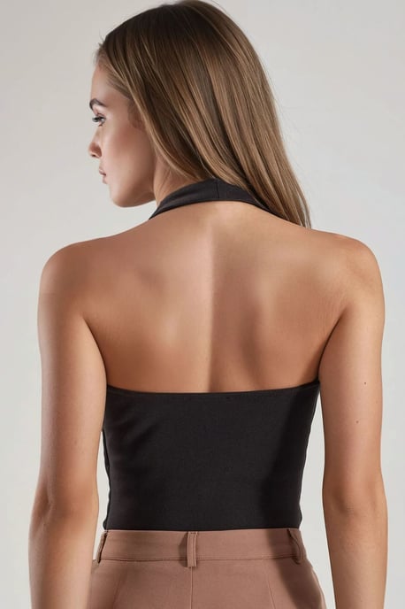 Getailleerde Halter Nek Brei Top - Image 3