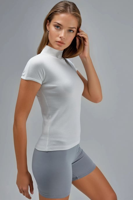 Fitted Halve Turtle-Neck Katoenen Blouse - Image 2