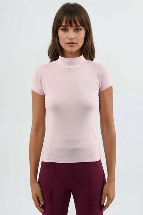 Fitted Halve Turtle-Neck Katoenen Blouse - Image 6