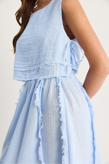 Textuur Blouse & Rok Muslin Stof Twee-Delige Set - Image 5