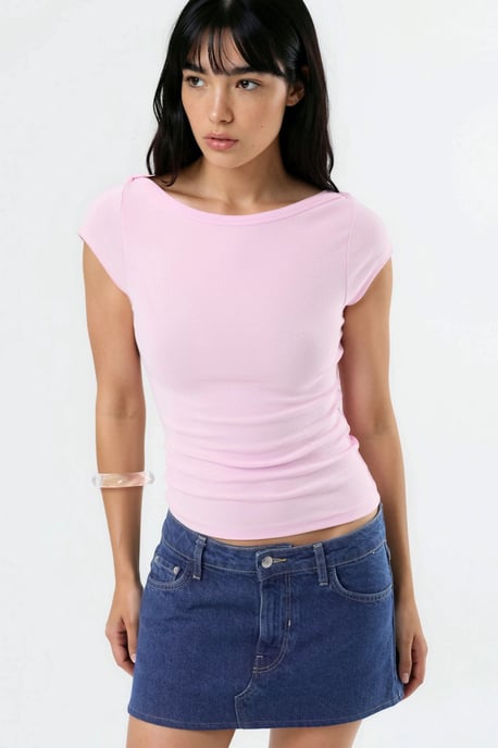 Slim Fit Boothals Blouse - Image 1