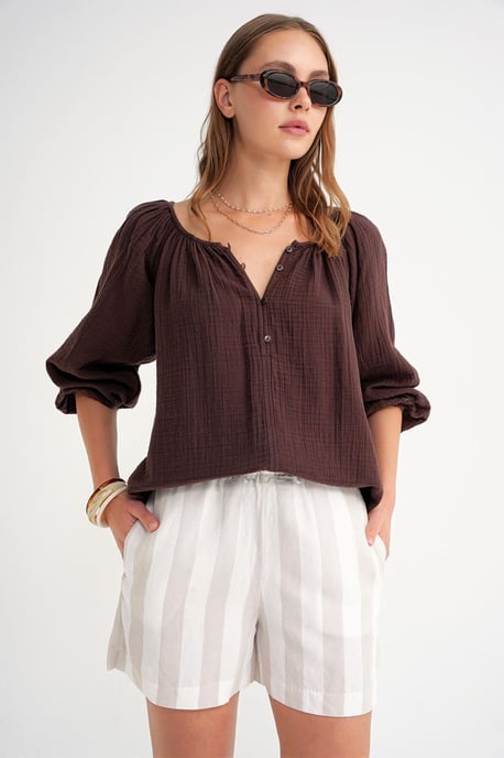 Geknoopte Mousseline Blouse - Image 1