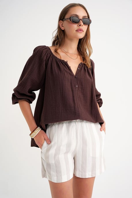 Geknoopte Mousseline Blouse - Image 4