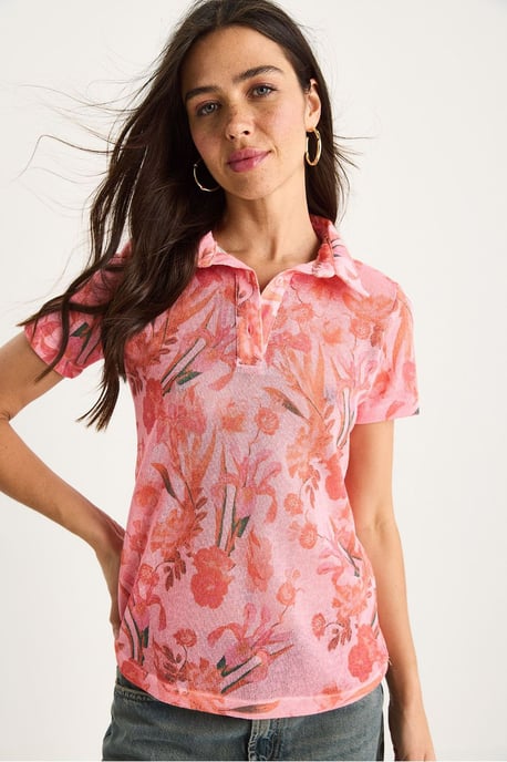 Bloemige Poloshirt Blouse - Image 3
