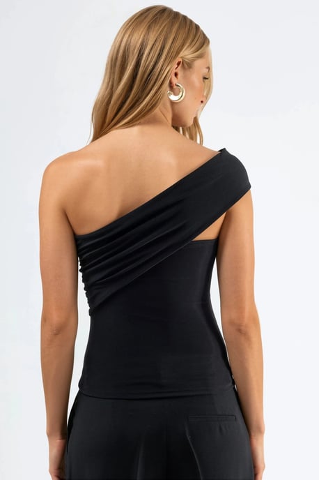 Eén-schouder Gespen Brei Blouse - Image 3