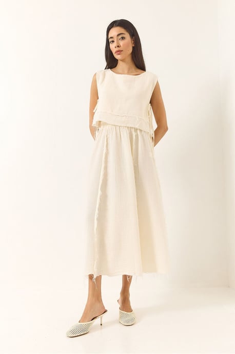 Textuur Blouse & Rok Muslin Stof Twee-Delige Set - Image 2