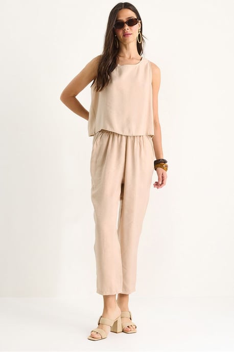 Mouwloze Crew Neck Blouse en Carrof Fıt Broek Set - Image 1