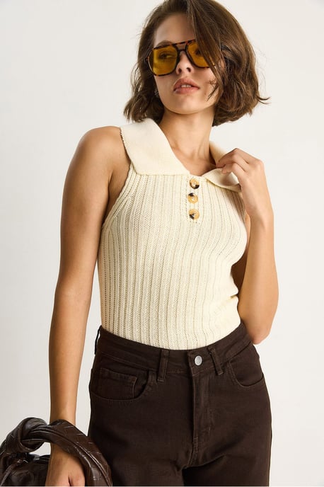 Gebreide Blouse met Knopen Sluiting - Image 5