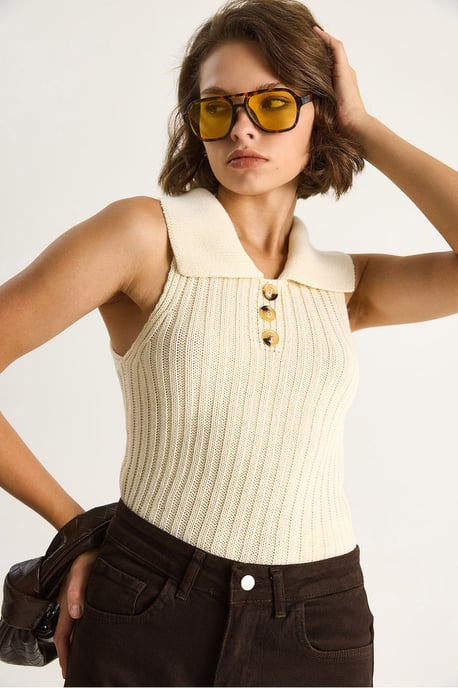 Gebreide Blouse met Knopen Sluiting - Image 6
