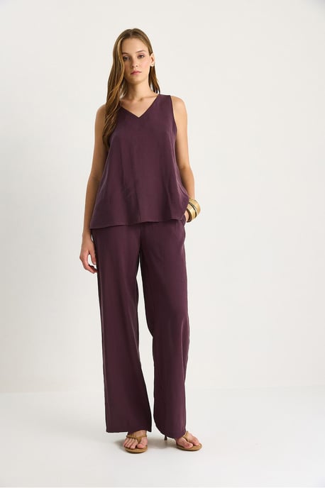 V-hals Katoenen Blouse-Broek Twee-Piece Set - Image 2