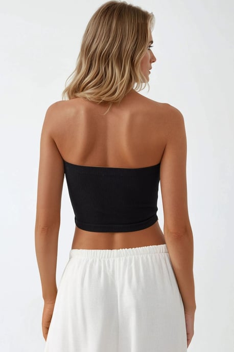 Slim Fit Strapless Geribbelde Croptop - Image 3