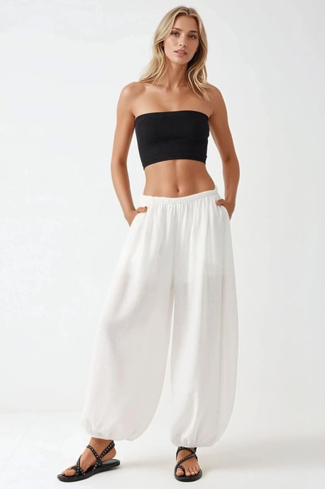 Slim Fit Strapless Geribbelde Croptop - Image 4