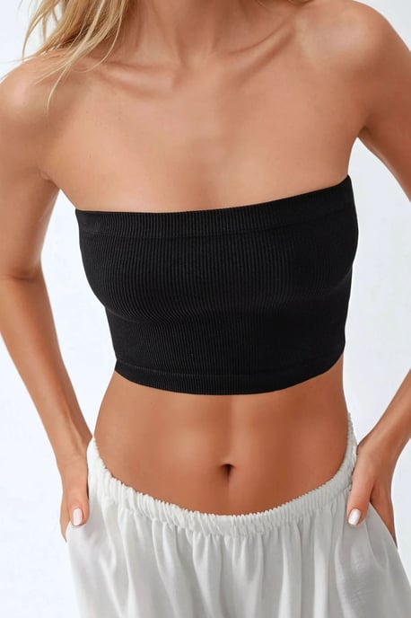 Slim Fit Strapless Geribbelde Croptop - Image 5