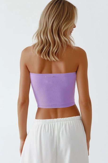 Slim Fit Strapless Geribbelde Crop Top - Image 2