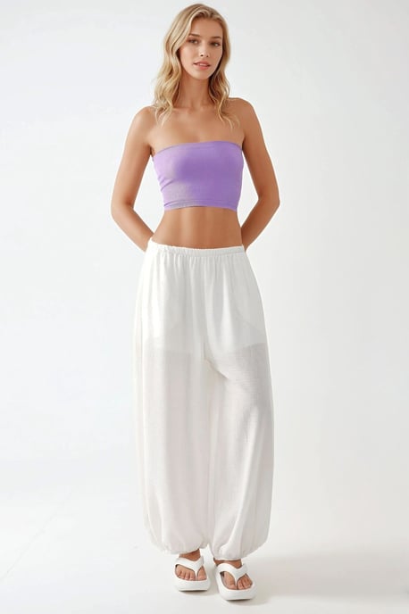 Slim Fit Strapless Geribbelde Crop Top - Image 4