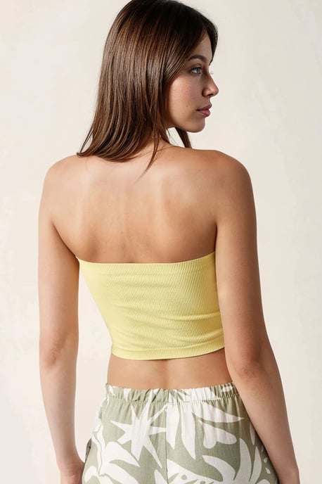 Slim Fit Strapless Geribbelde Crop Top - Image 3