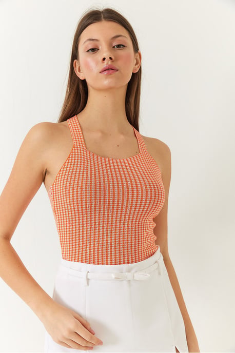 Ruitjespatroon Aansluitende Crop Top - Image 4