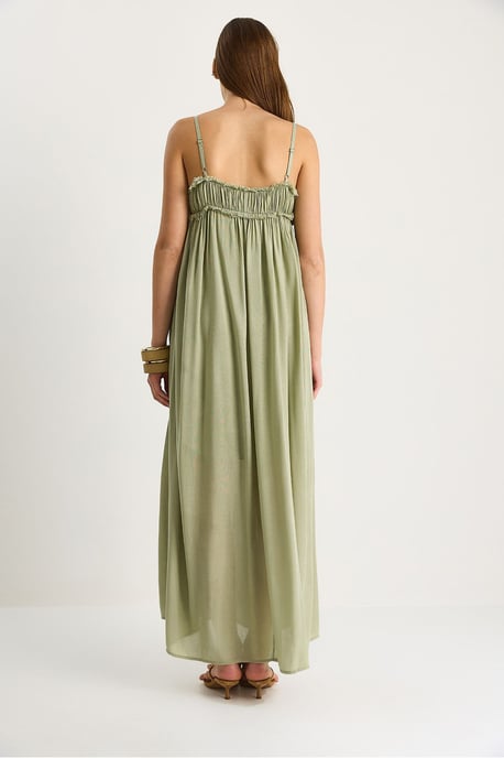 Geborduurde Maxi Jurk met Vierkante Kraag - Image 6