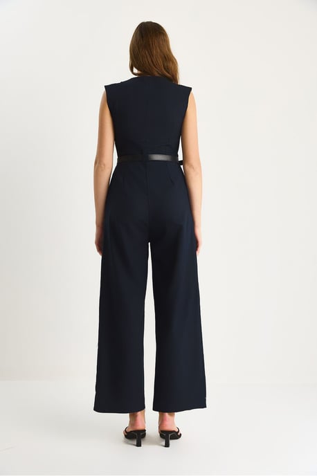 V-hals Wijde Pijpen Jumpsuit met Strikdetail - Image 6