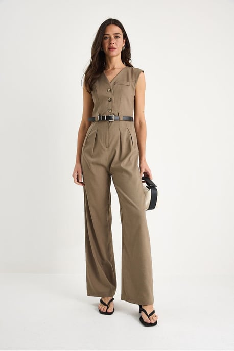 V-hals Wijde Pijpen Jumpsuit met Strikdetail - Image 3