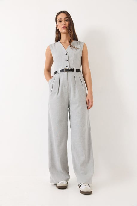 V-hals Wijde Pijpen Jumpsuit met Strikdetail - Image 4