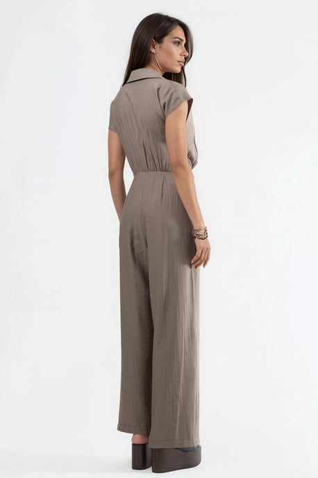 Wijd-Geschouderde Overhemdkraag Jumpsuit met Knopen - Image 3