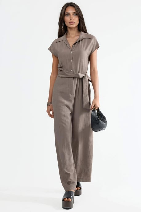 Wijd-Geschouderde Overhemdkraag Jumpsuit met Knopen - Image 5