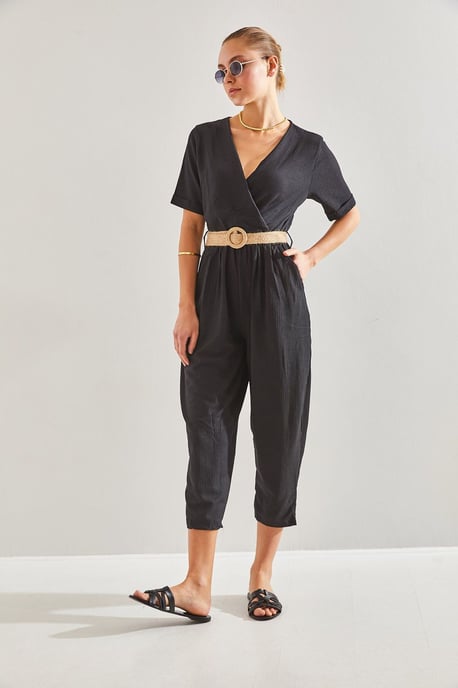 V-hals Cropped Jumpsuit met Strik - Image 2