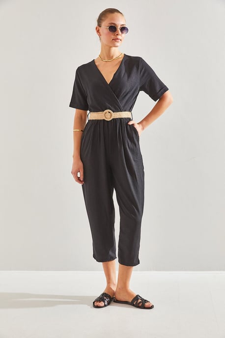 V-hals Cropped Jumpsuit met Strik - Image 3