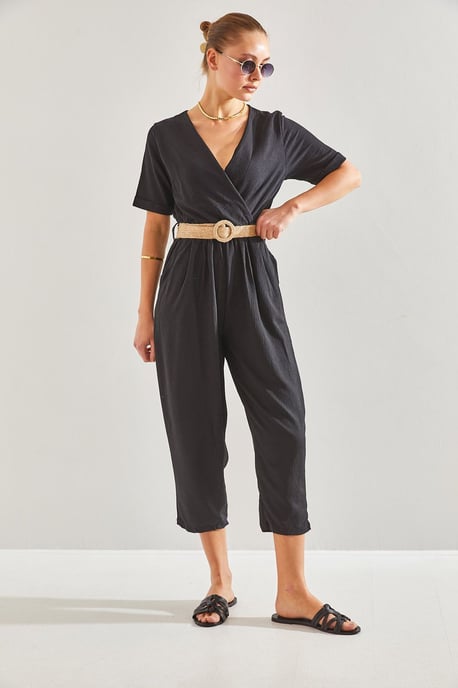 V-hals Cropped Jumpsuit met Strik - Image 4