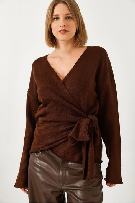 V-hals gebreide cardigan met striksluiting - Image 3