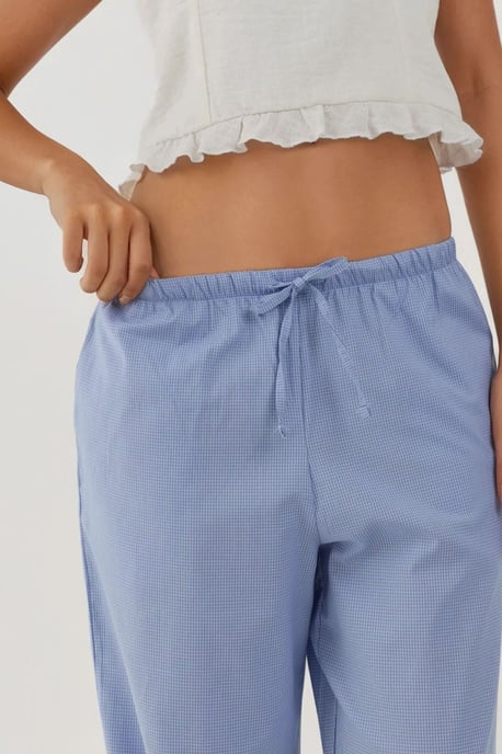 Hart Detail Wijde Benen Ruitjes Lounge Broek - Image 4