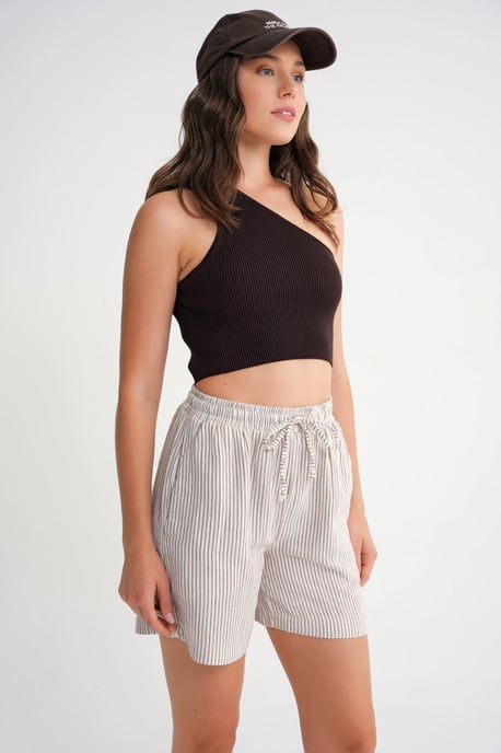 Hoge Taille Gestreepte Wijde Short - Image 3