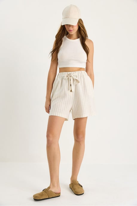 Hoge Taille Katoenen Poplin Shorts met Touwtjes - Image 3