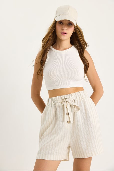 Hoge Taille Katoenen Poplin Shorts met Touwtjes - Image 5