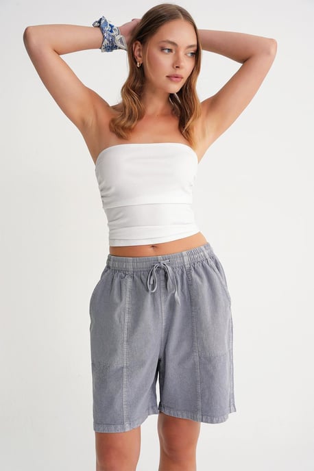 Hoge Taille Katoenen Short met Touwtjes - Image 3
