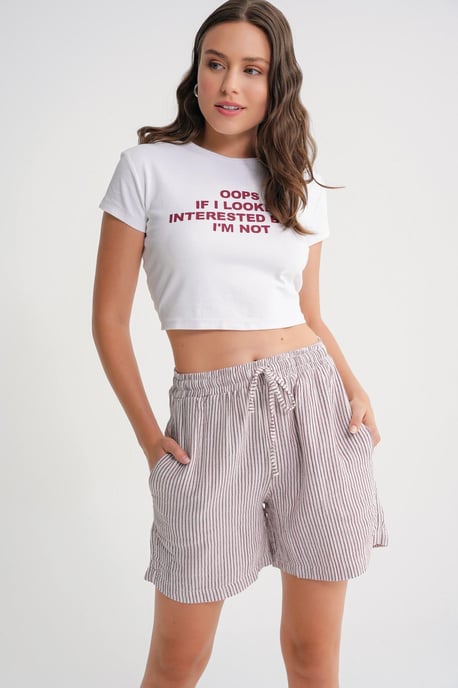 Hoge Taille Gestreepte Wijde Broekshorts - Image 3