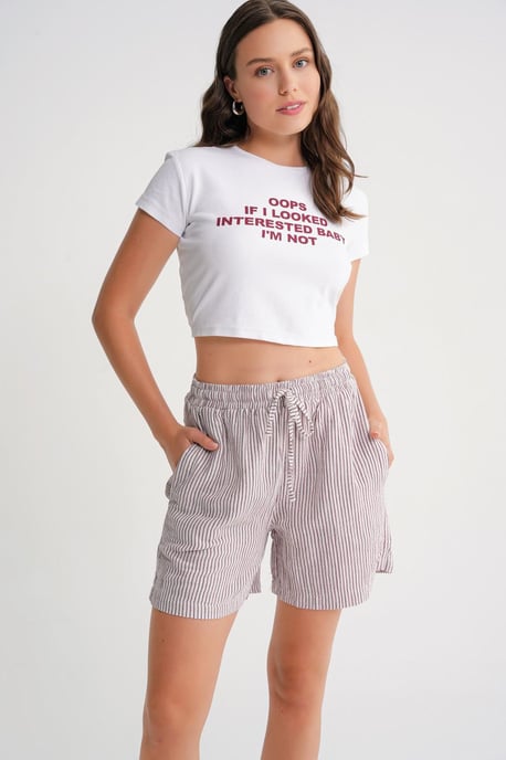 Hoge Taille Gestreepte Wijde Broekshorts - Image 4