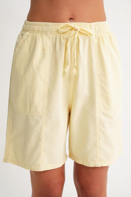 Hoge Taille Katoenen Touwsluiting Mini Shorts - Image 4