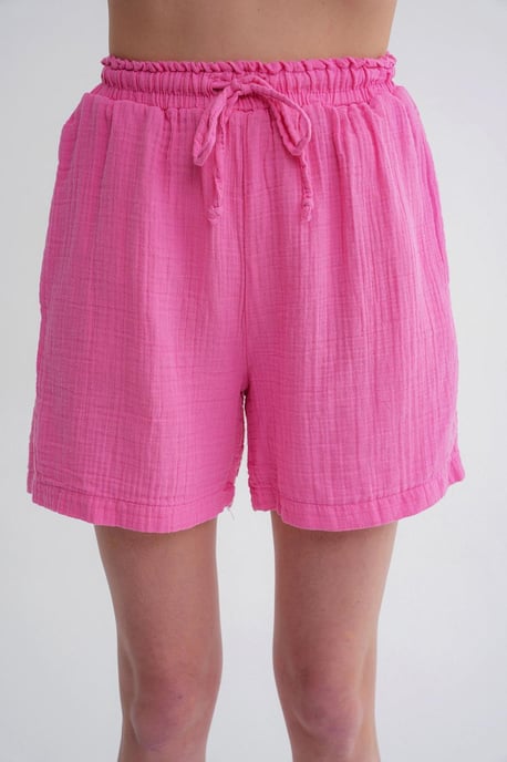 Hoog-Waisted Textured Katoenen Shorts - Image 5
