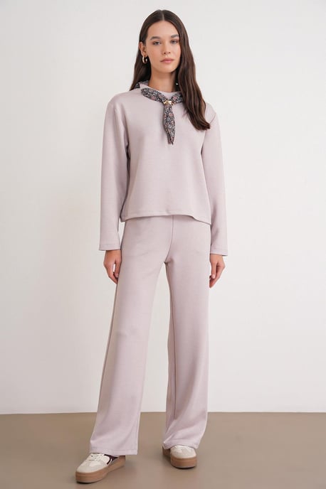 Ronde Hals Gebreid Actief Set met Sweatshirt en Broek - Image 1