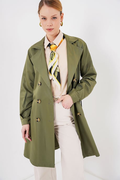 Dubbelbreasted Elastische Trenchcoat - Image 1