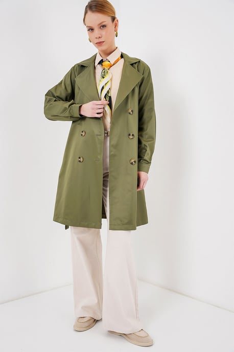 Dubbelbreasted Elastische Trenchcoat - Image 2