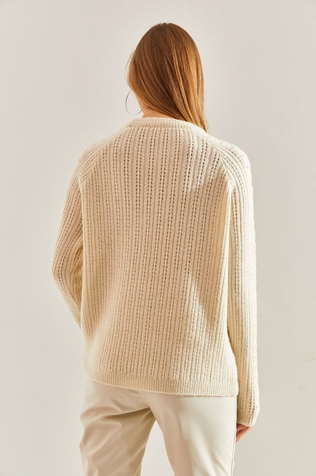 Patroon Dikke Crew Neck Trui - Image 3